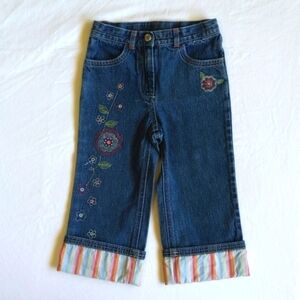 gymboree floral embroidered rolled cuff denim jeans 2T toddler girls